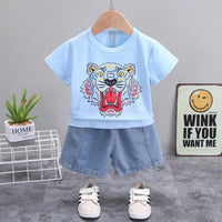 2-piece Tiger Pattern T-shirt & Shorts for Children Boy - PrettyKid