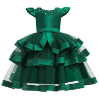 Girl Princess Flying Sleeves Performance Dress - PrettyKid