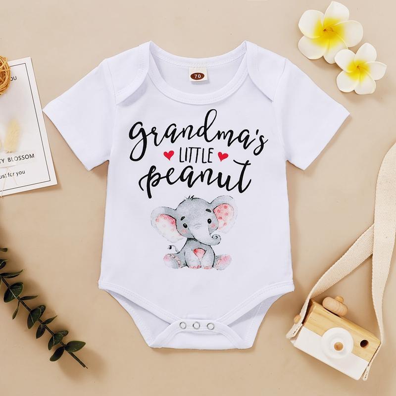 Baby Elephant Pattern Bodysuit - PrettyKid