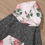 wholesale childrens onesies Baby Girl Floral Print Long Sleeves Hoodie & Pants - PrettyKid