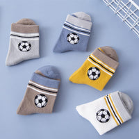 5-piece Football Pattern Breathable Socks - PrettyKid