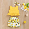 12months-4years Toddler Girl Sets Children's Clothing Summer Girls Sleeveless Lace Top & Flower Shorts & Hairband Princess Suit - PrettyKid