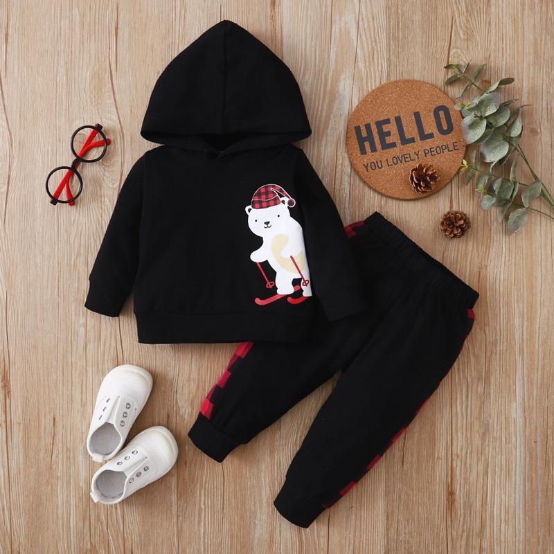 2-piece Bear Pattern Hoodie & Pants for Baby Boy - PrettyKid