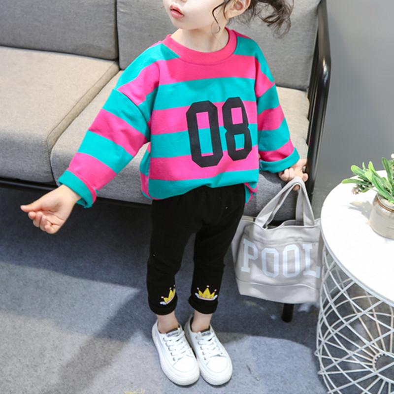 2-piece Colored Striped Sweatshirt & Pants for Toddler Girl Wholesale Children's Clothing - PrettyKid