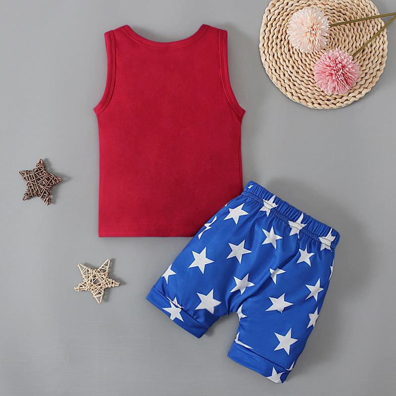 6months-3years Toddler Boy Sets Independence Day Tank Top & Star Print Shorts 2-Piece Set - PrettyKid