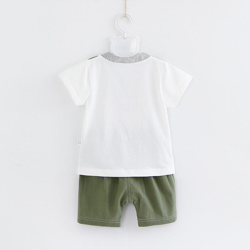 Toddler Boy Bow Tie Decor Striped Print Shirt & Shorts - PrettyKid