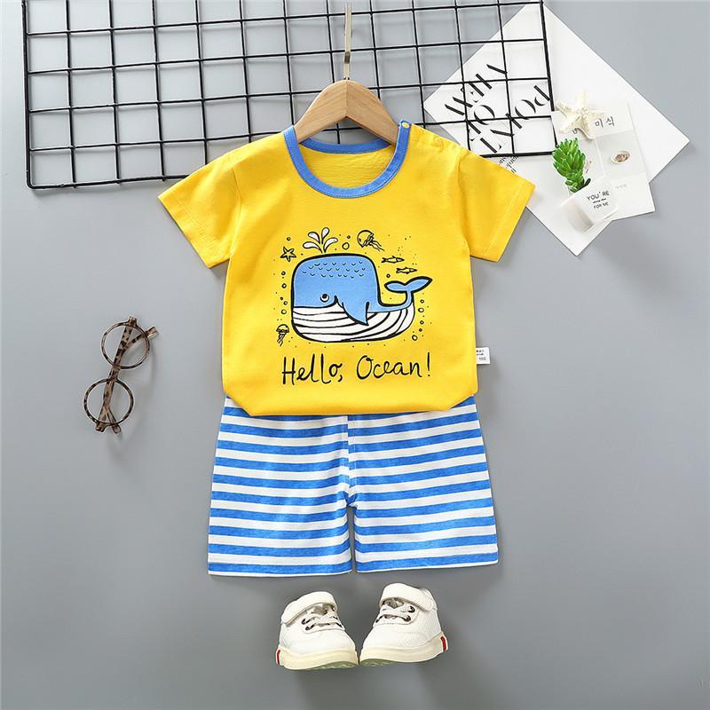 Grow Boy Cartoon Excavator Pattern Pajamas Sets - PrettyKid