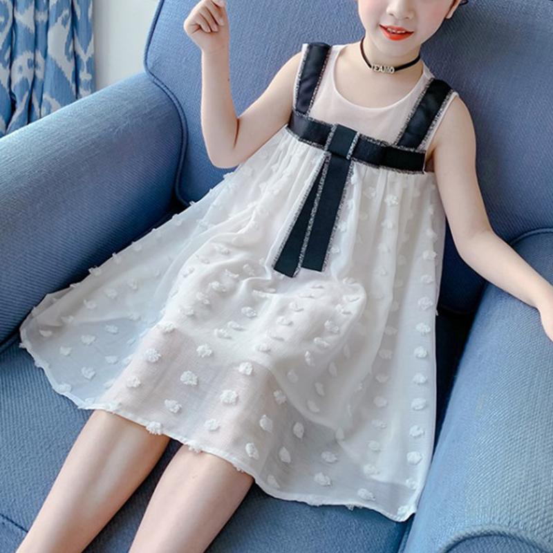 Girl Color-block Sleeveless Mesh Dress - PrettyKid