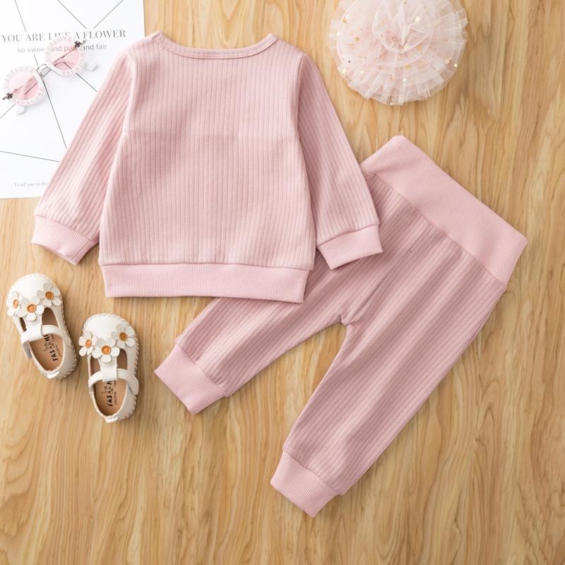 2-piece Rabbit Pattern Sweatshirt & Pants for Baby Girl - PrettyKid