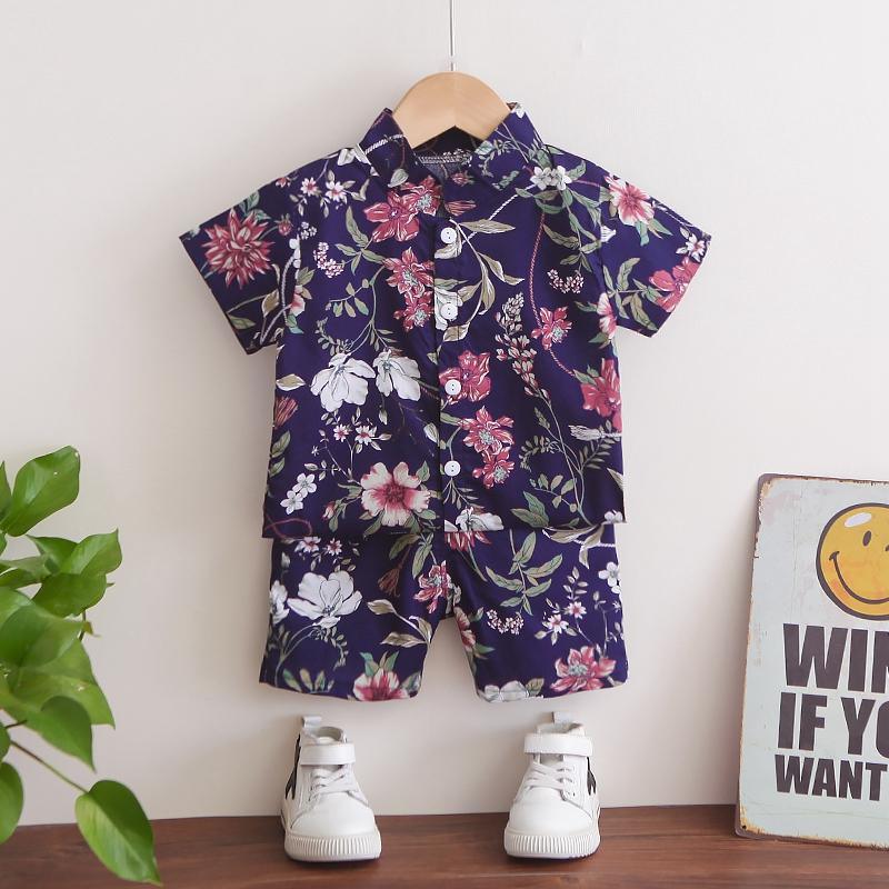 2-piece Floral Short Sleeve Shirt & Floral Shorts for Toddler Boy Children's Clothing - PrettyKid