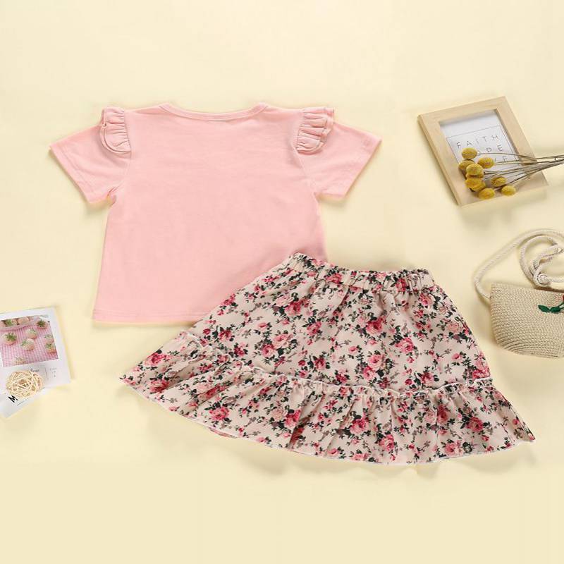 2-piece T-shirt & Floral Skirt for Toddler Girl - PrettyKid