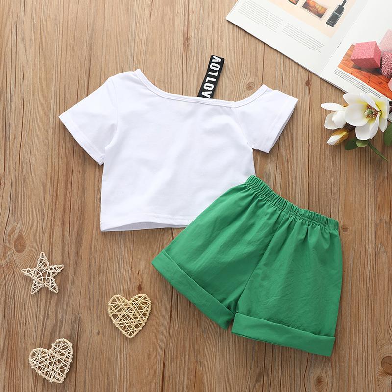 2PCS Cute Strawberry T-shirt and Pants - PrettyKid
