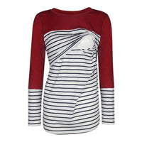 Women Long-Sleeve Striped Matching Nursing Top - PrettyKid