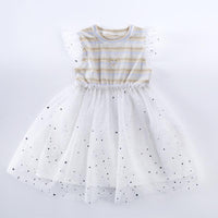 Striped Patchwork Tulle Dress for Toddler Girl - PrettyKid