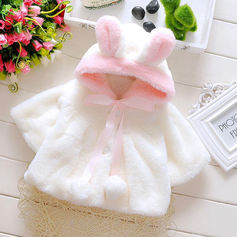 Solid Plush Rabbit Design Jacket for Baby Girl - PrettyKid