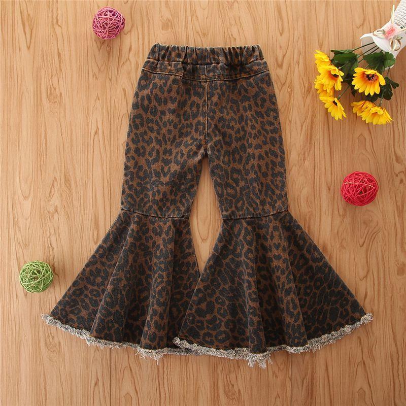 Leopard Denim Flared Pants for Toddler Girl - PrettyKid