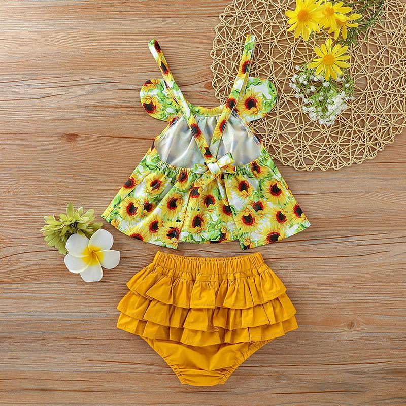 2-piece Floral Printed Tops & Shorts for Baby Girl - PrettyKid