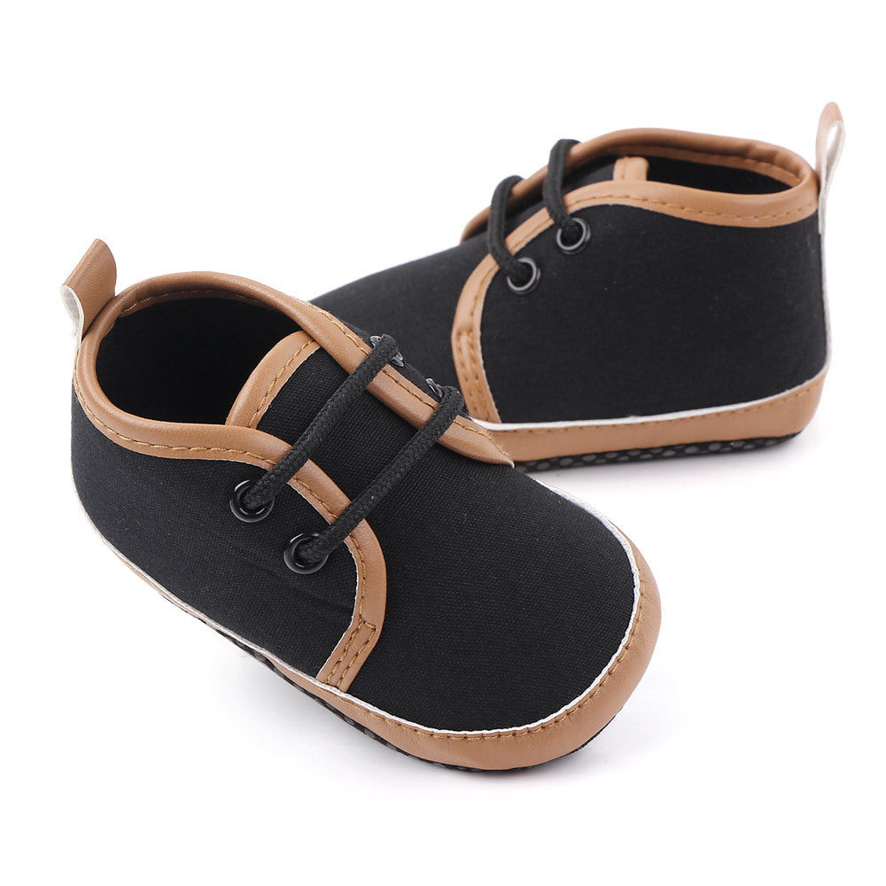 3-18M Shoes For Newborn Baby Soft-Soled Lace-Up Color-Block Toddler Shoes Wholesale Baby Clothes - PrettyKid