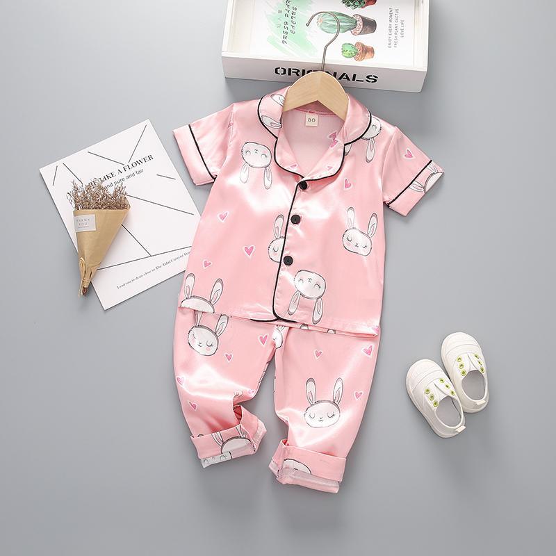 2-piece Rabbit Pattern Pajamas for Toddler Girl Children's Clothing - PrettyKid