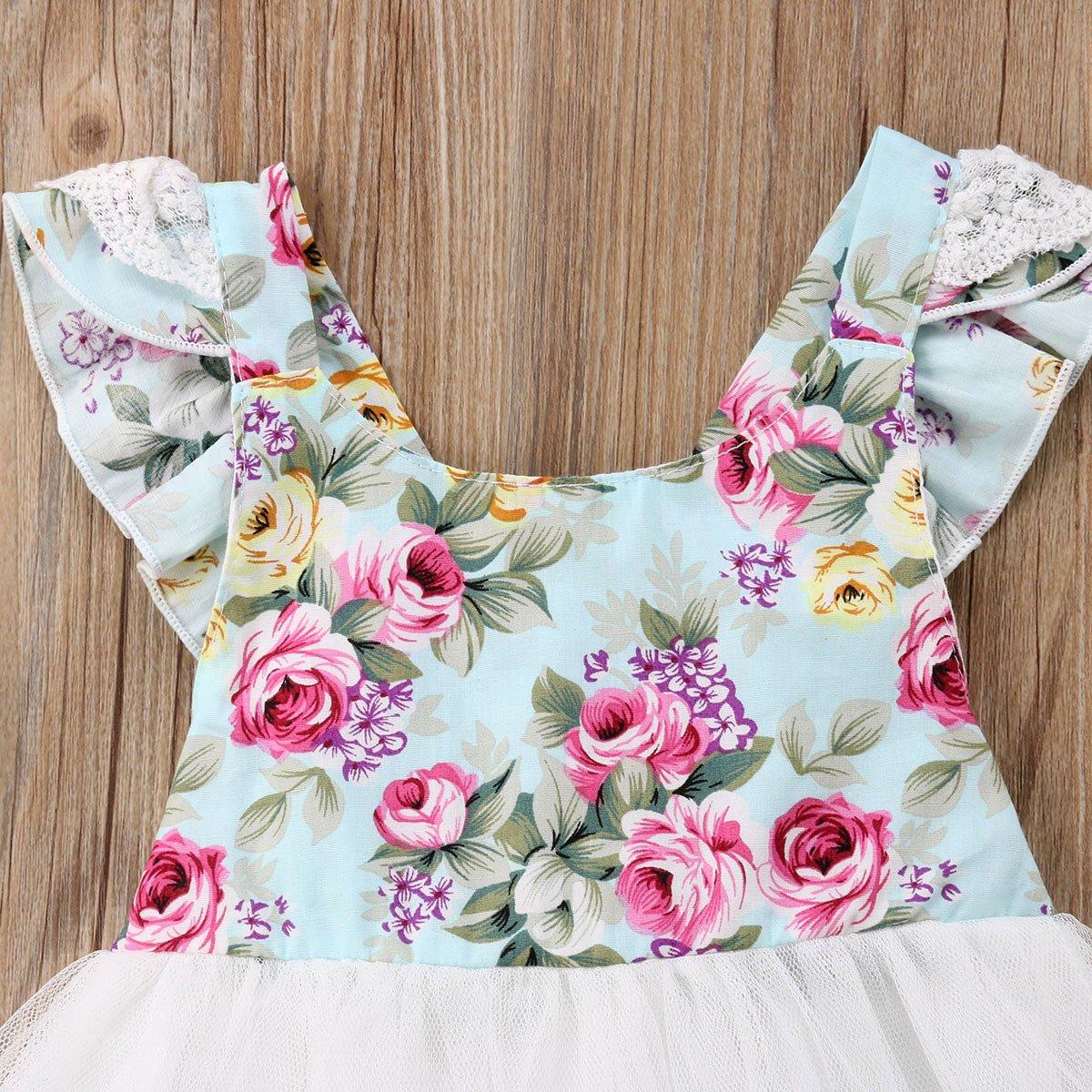 Toddler Girls Dress Lace Floral Mesh Dress - PrettyKid