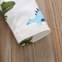 Baby Boys Cartoon Dinosaur Printed Vest Coat Bodysuit Pants Set Trendy Baby Clothes Wholesale - PrettyKid