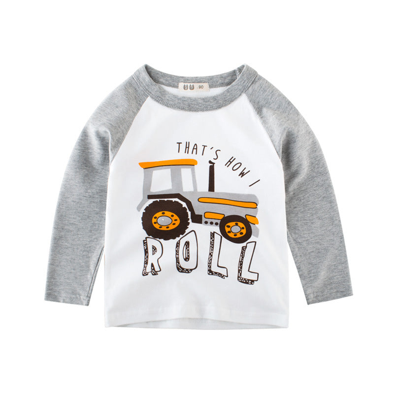 Toddler Kids Boys Cartoon Car Print Long Sleeve T-Shirt - PrettyKid