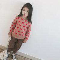 Mommy and Me Cotton Round Neck Love Embroidered Sweater - PrettyKid