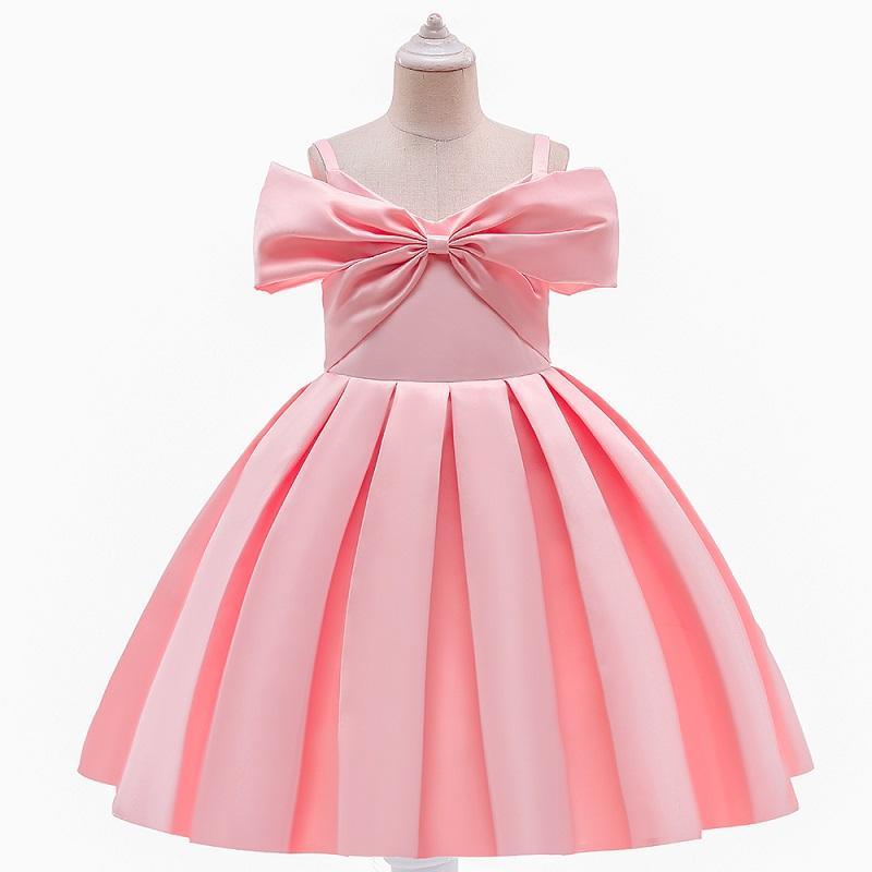 Girl Bowknot Decor Solid Color Sleeveless Formal Dress - PrettyKid