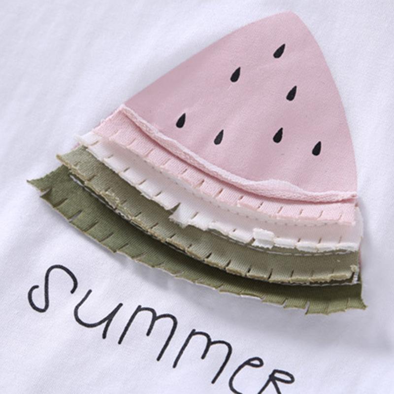 Girl Watermelon Pattern T-shirt & Mesh Set Children's Clothing - PrettyKid