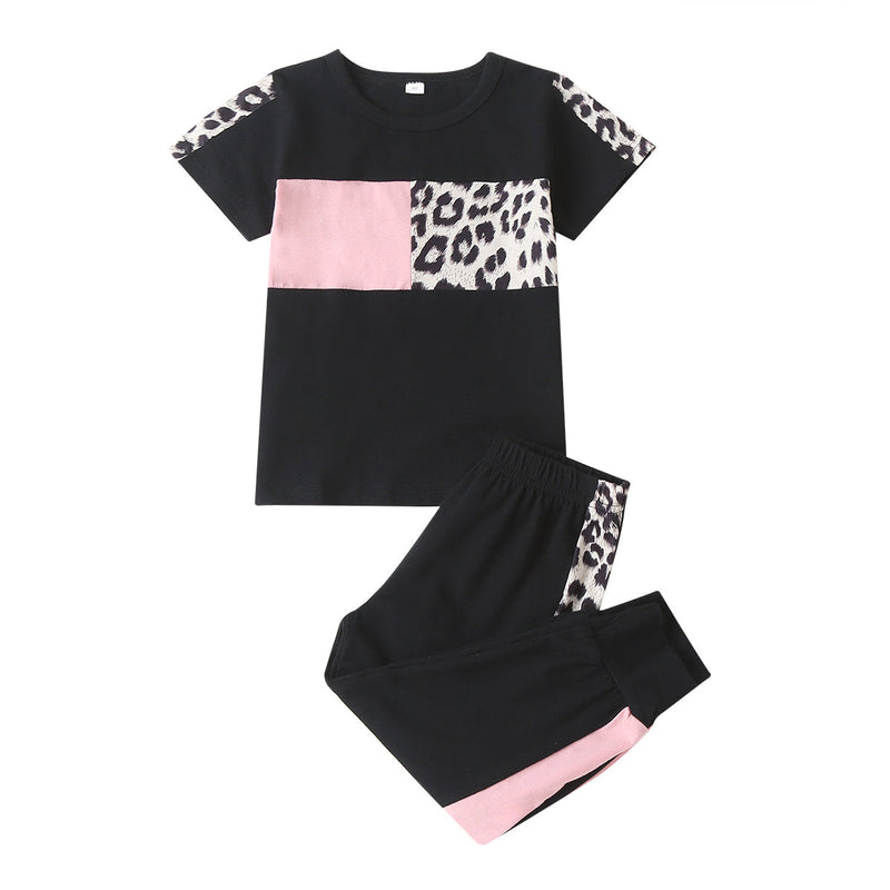 3M-3Y Baby Girls Sets Colorblock Leopard Print T-Shirts & Pants Wholesale Baby Girl Clothes - PrettyKid