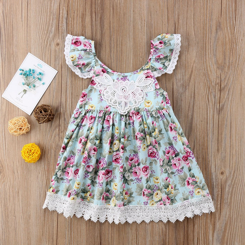 Girls Flower Dress Lace Princess Dress - PrettyKid