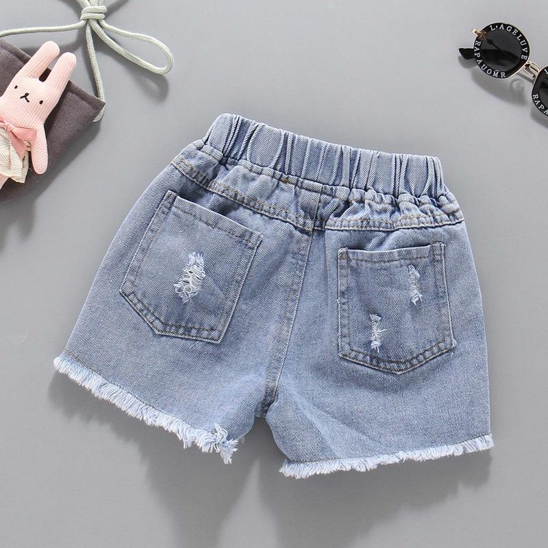 Kid Girl Color Button Casual Denim Shorts - PrettyKid