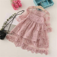 quality children's clothing wholesale Toddler Girl 3D Floral Print Mesh Dress Wholesale Children's Clothing - PrettyKid