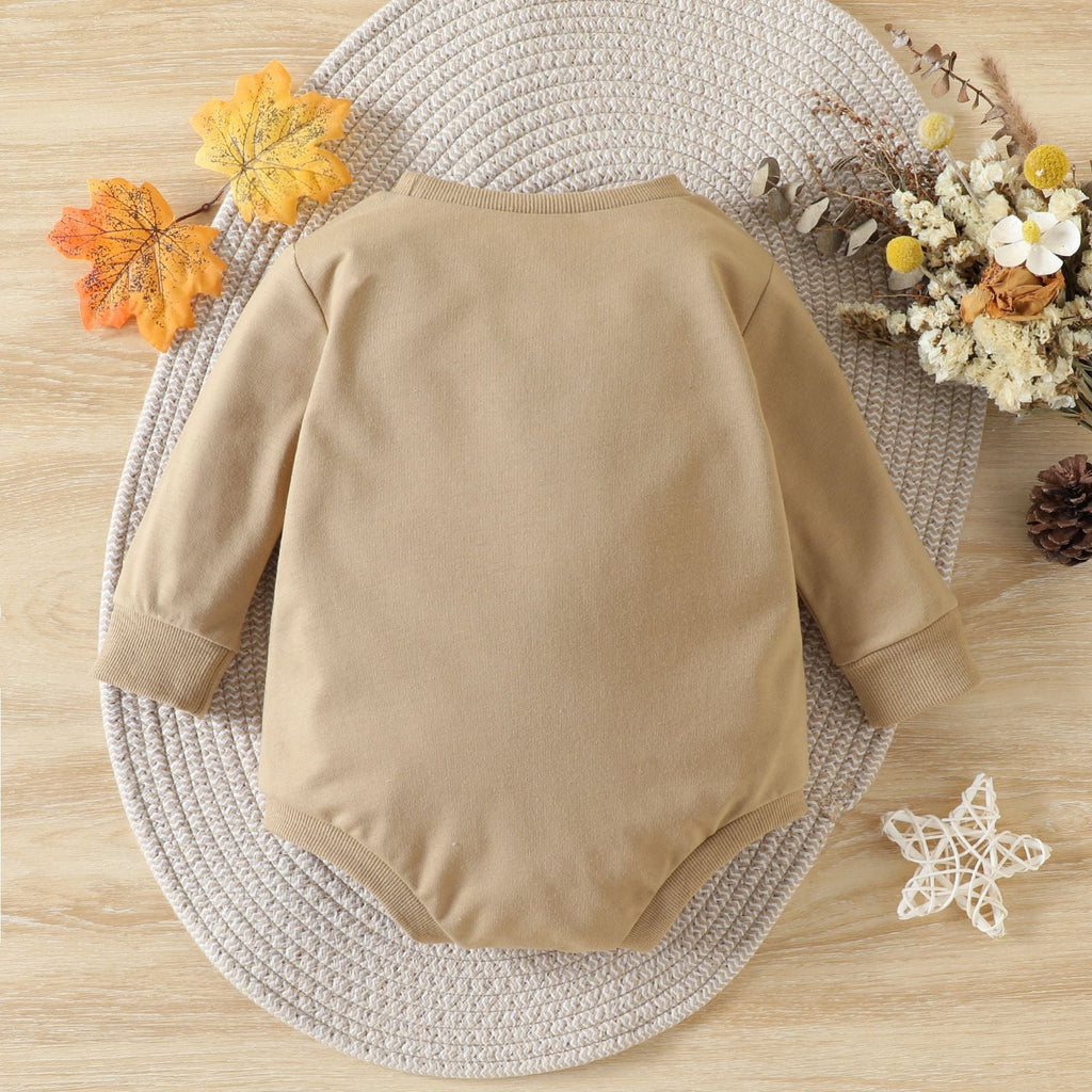 0-24M Baby Boy Onesies Thanksgiving Cartoon Turkey Head Print Long Sleeve Bodysuit Wholesale Baby Clothing - PrettyKid