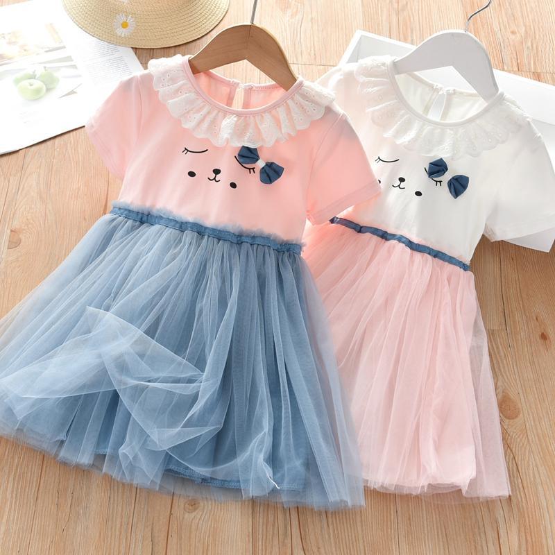 Cartoon Design Patchwork Tulle Dress for Toddler Girl - PrettyKid