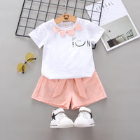 Toddler Girl Smiley T-shirt & A-line Shorts Wholesale Children's Clothing - PrettyKid