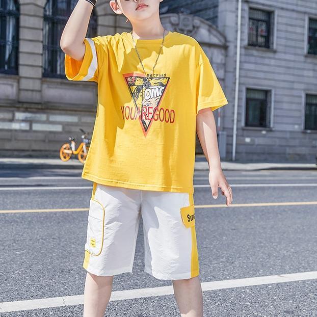 2-piece Letter Pattern T-shirt and Shorts Sets for Boy - PrettyKid