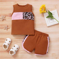 Toddler Girl Patchwork Vest T-shirt & Shorts Wholesale Children's Clothing - PrettyKid