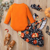 children's wholesale boutique clothing Baby Girl Solid Color Halloween Bodysuit & Suspender Skirt & Headband Wholesale Children's Clothing - PrettyKid