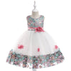 Kids Girls Flower Embroidered Mesh Stitched Sleeveless Puffy Dress Flower Girl Skirt - PrettyKid