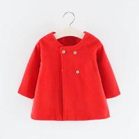 Toddler Kids Girl Solid Color Round Neck Long Sleeved Cape Wool Coat - PrettyKid