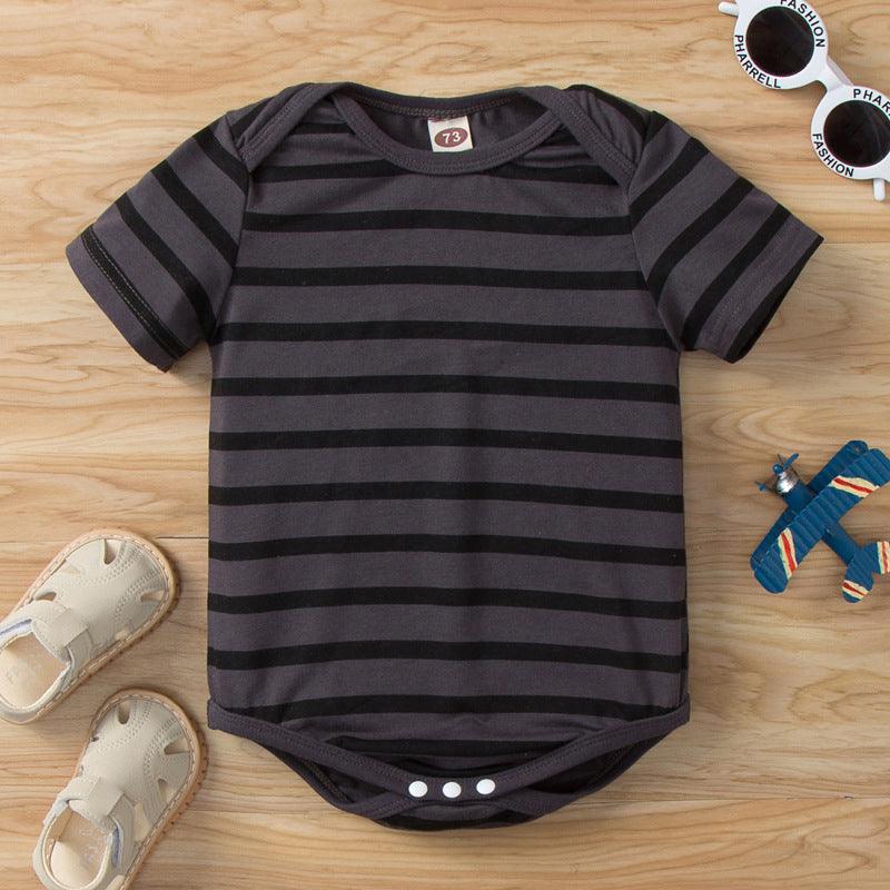 Baby Boy Short Sleeve Striped Romper Baby One Piece Jumpsuit - PrettyKid