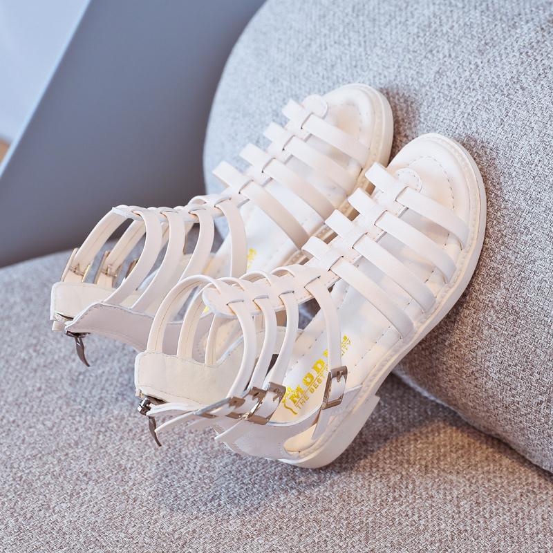 wholesale girls boutique clothing Kid Girl Solid Color Gladiator Sandals Wholesale - PrettyKid