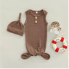 0-24M Waffle Vest Bag Fart Shirt Sleeveless Sleeping Bag Hat Newborn Bodysuit Wholesale Baby Clothes - PrettyKid