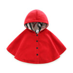 Toddler Boys Girl Autumn and Winter Solid Color Cotton Plaid Printing Hooded Children's Cloak Cloak Pure Cotton - PrettyKid