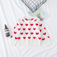 Mommy and Me Cotton Round Neck Love Embroidered Sweater - PrettyKid