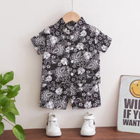 2-piece Boho Print Short Sleeve Shirt & Shorts for Children Boy - PrettyKid