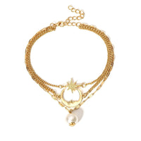 Moon Star Pearl Multi-level Foot Chain - PrettyKid