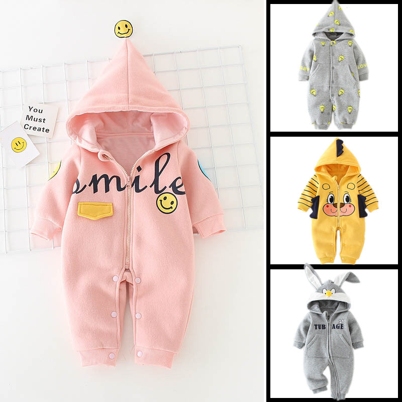 Baby Boys Girls Solid Color Cartoon Animal Modeling Autumn Thickened Hoodie - PrettyKid