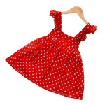 Baby Girls Square Neck Polka Dot Flying Sleeves Cami Dresses Wholesale Baby Girl Clothes - PrettyKid